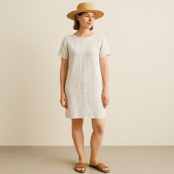Eileen Fisher Striped Organic Linen Tunic Mini Dress XXS - Picture 1 of 6